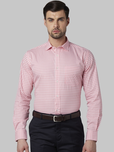 

Park Avenue Men Red & White Regular Fit Checked Formal Shirt