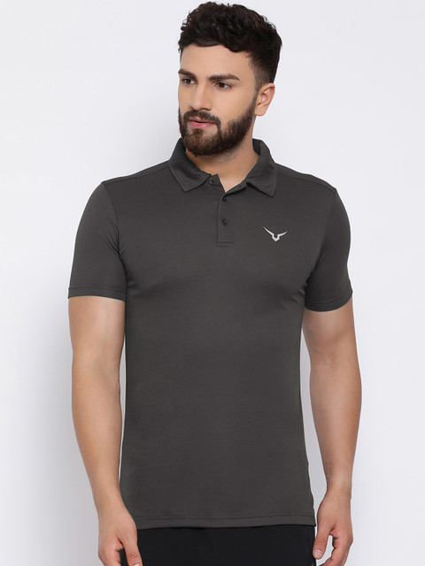 

Invincible Men Grey Solid Polo Collar T-shirt