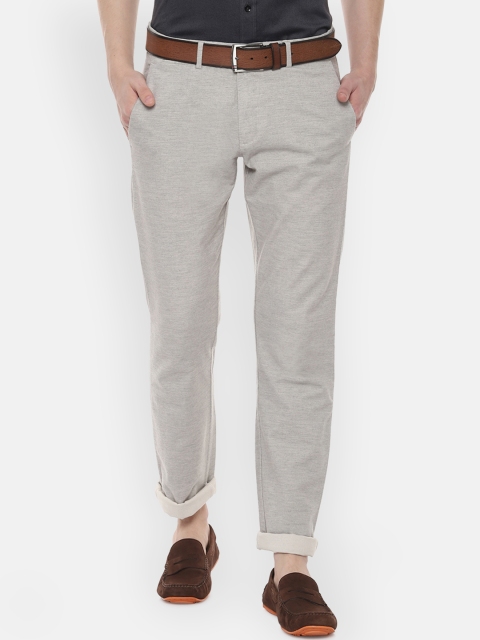 

Allen Solly Men Grey Slim Fit Self Design Regular Trousers