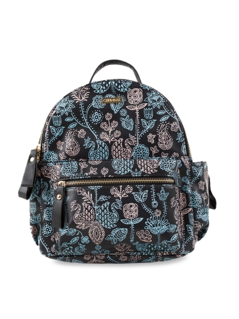 

Chumbak Women Black & Blue Printed Backpack