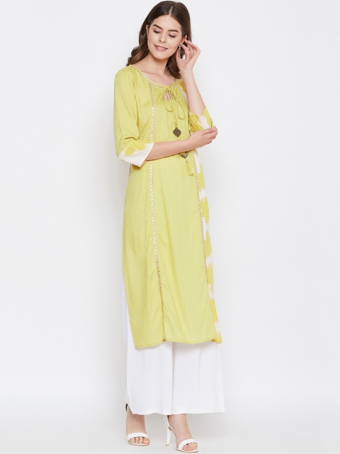 

Prakhya Women Green Printed Straight Kurta