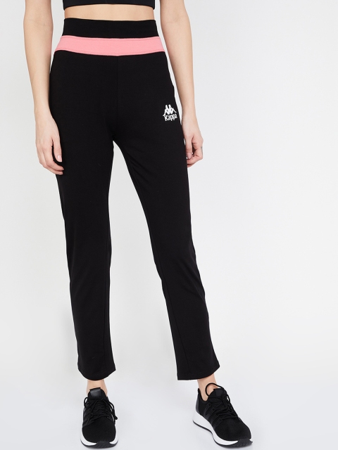 Kappa Women Black Straight Fit Solid Trackpants