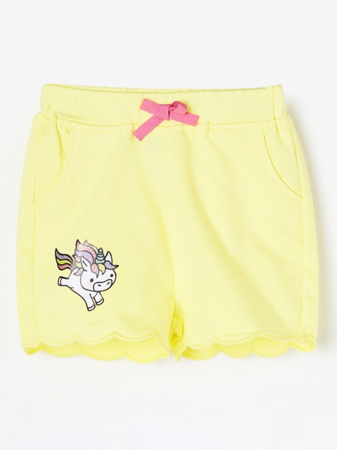 

Juniors by Lifestyle Girls Yellow Printed Regular Fit Regular Shorts