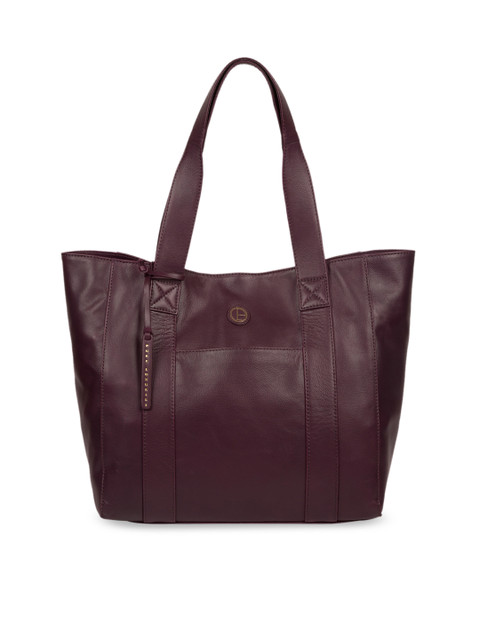 

PURE LUXURIES LONDON Women Purple Solid Genuine Leather Cranbrook Tote Bag