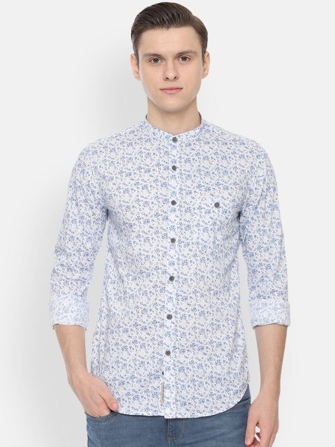 

Louis Philippe Jeans Men White & Blue Slim Fit Printed Casual Shirt