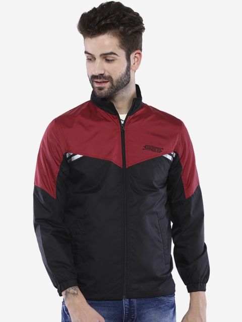 

Duke Men Black & Red Colourblocked Jacket