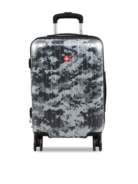 

Swiss Military Unisex Grey Camaflouge Print Cabin Size Trolley Bag