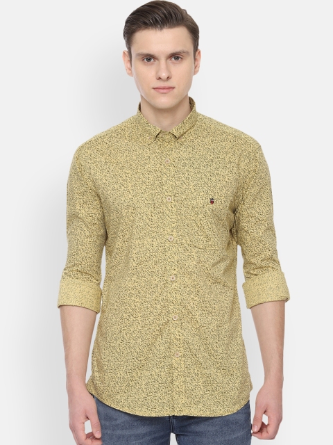 

Louis Philippe Jeans Men Yellow & Brown Slim Fit Printed Casual Shirt