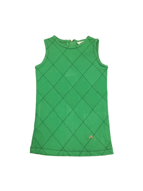 

Cherry Crumble Girls Checked Green A-Line Dress