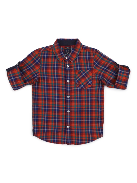 

Allen Solly Junior Boys Multicoloured Slim Fit Checked Casual Shirt, Multi