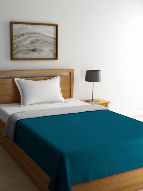 

STELLAR HOME Teal Blue & Grey Solid AC Room 120 GSM Single Bed Comforter
