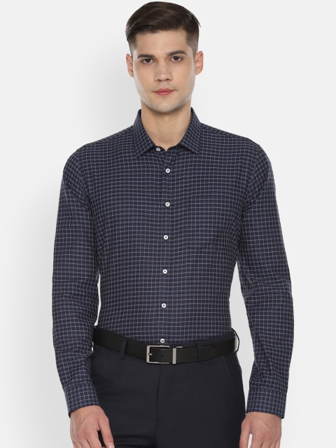 

Van Heusen Men Navy Blue Slim Fit Checked Formal Shirt