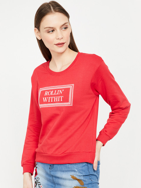 

Fame Forever by Lifestyle Women Red Printed Sweatshirt