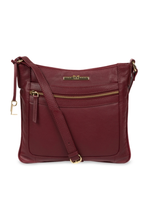 

PURE LUXURIES LONDON Women Maroon Solid Genuine Leather Lewes Sling Bag