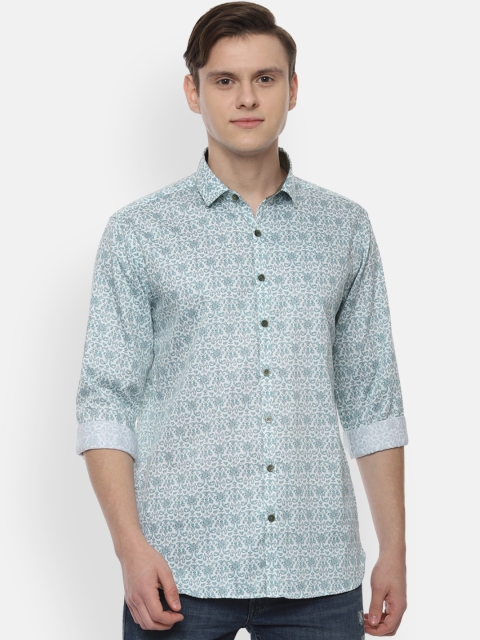 

V Dot Men Blue Slim Fit Printed Casual Shirt
