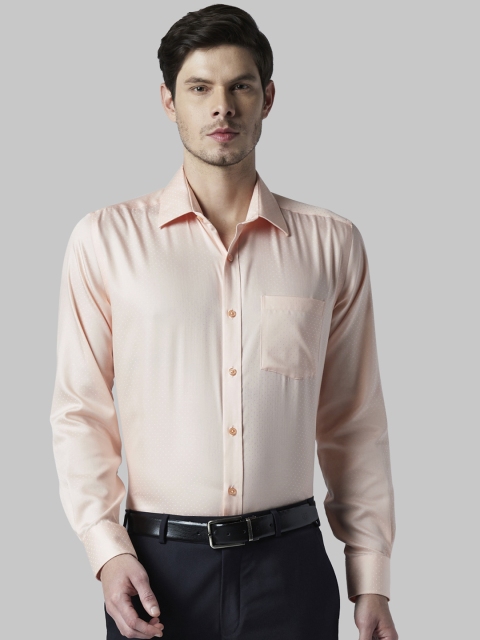 

Park Avenue Men Peach-Coloured Regular Fit Self Design Formal Shirt