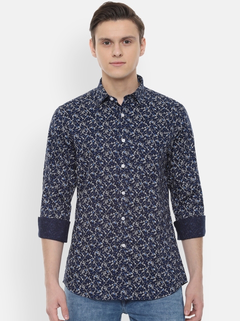

Allen Solly Men Navy Blue Slim Fit Printed Casual Shirt