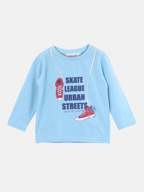 

Beebay Boys Blue Printed Round Neck Pure Cotton T-shirt