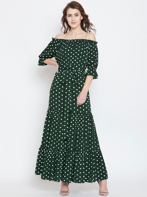 

Berrylush Women Green Printed Tiered Maxi Dress