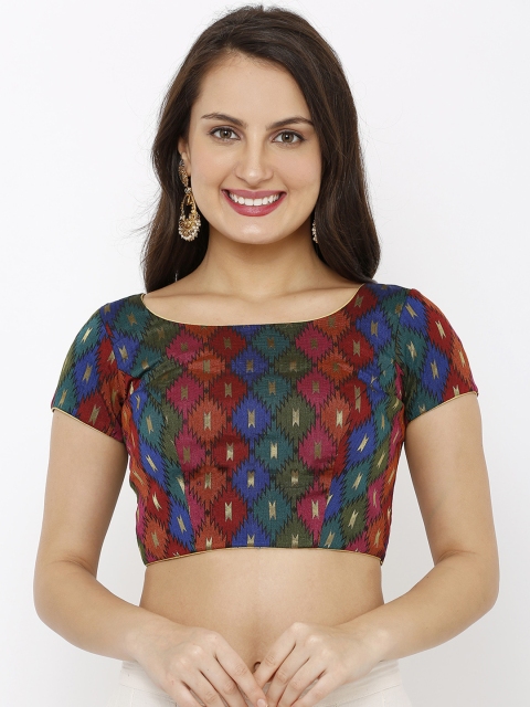 

Salwar Studio Women Multicolor Brocade Readymade Padded Saree Blouse, Multi