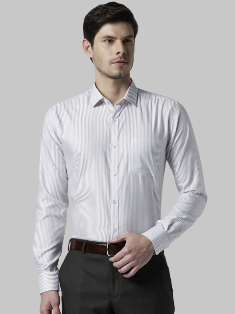 

Park Avenue Men White & Grey Slim Fit Striped Formal Shirt