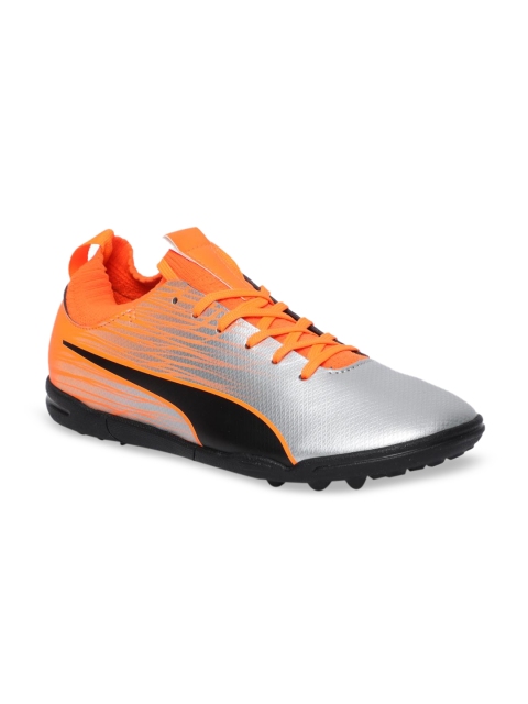 

Puma Kids Orange & Silver-Toned Printed evoKNIT II TT Jr Football Shoes