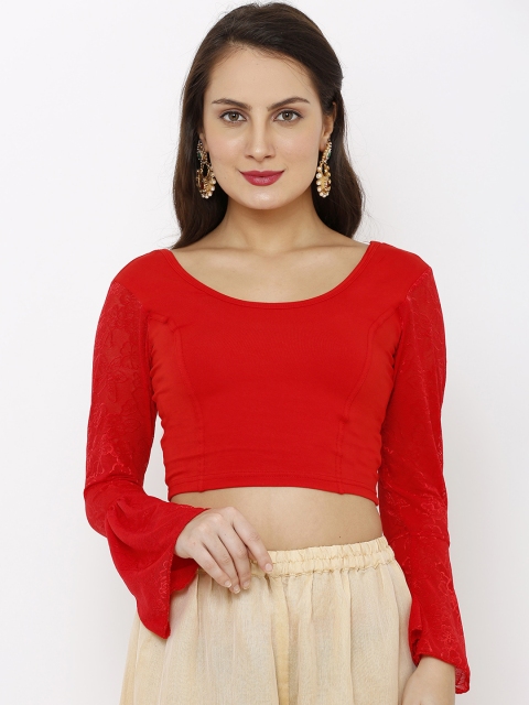 

Salwar Studio Women Red Solid Stretchable Readymade Saree Blouse