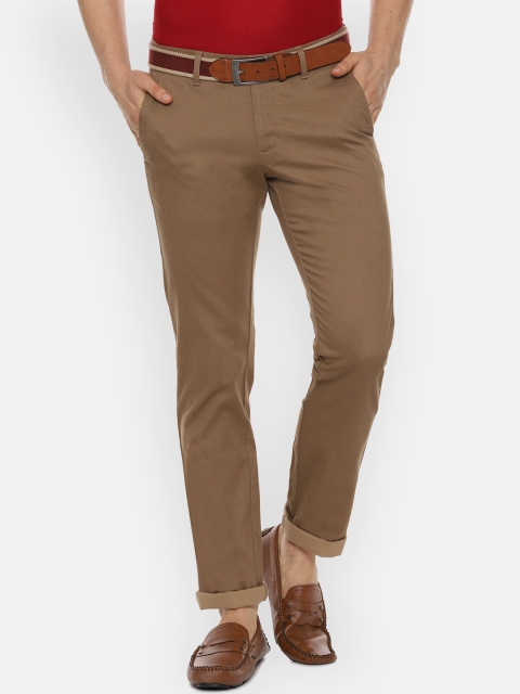 Allen Solly Men Brown Slim Fit Solid Regular Trousers