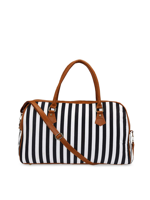 

KLEIO Unisex Black & White Striped Duffel Bag