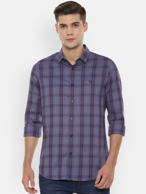 

Allen Solly Men Navy Blue & Pink Slim Fit Checked Casual Shirt