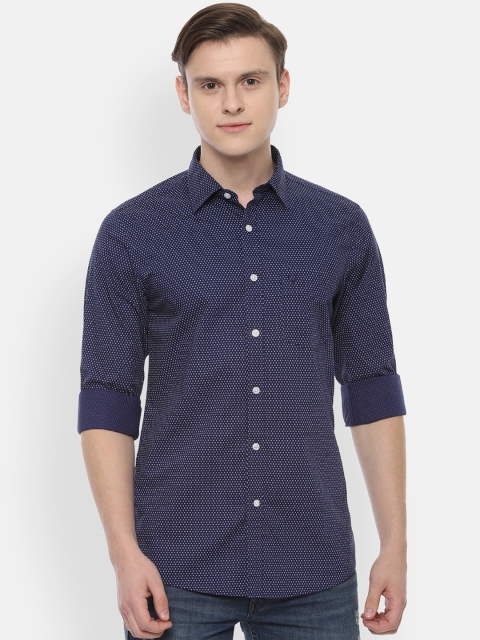 

Allen Solly Men Navy Blue Slim Fit Printed Casual Shirt