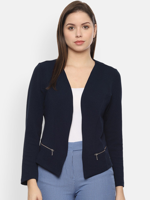 

Allen Solly Woman Navy Blue Solid Regular-Fit Single-Breasted Blazer