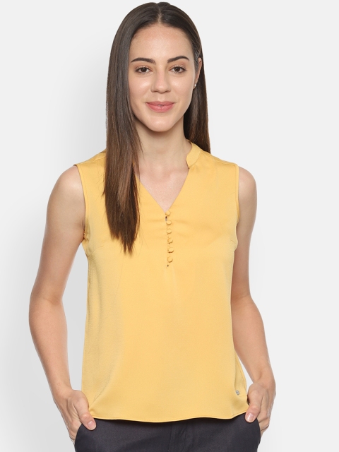 

Allen Solly Woman Women Yellow Solid Shirt Style Top