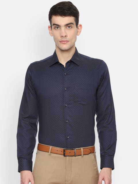 

Van Heusen Men Navy Blue Slim Fit Self Design Formal Shirt