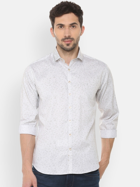 V Dot Men Grey Slim Fit Printed Casual Shirt
