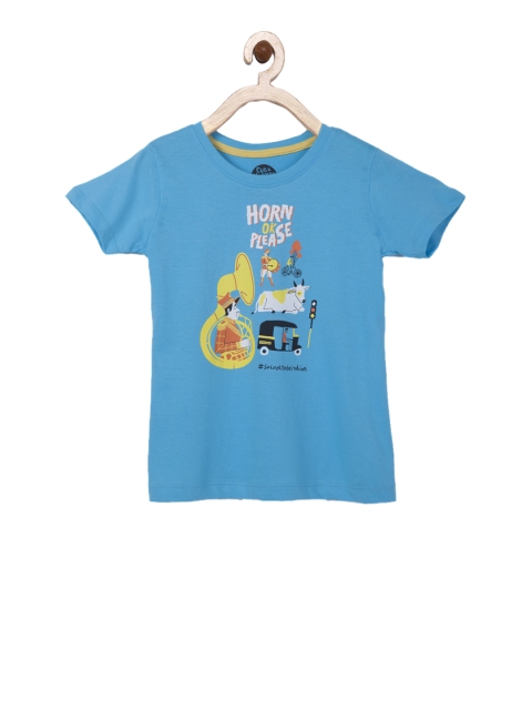 

Cub McPaws Boys Blue Printed Round Neck T-shirt