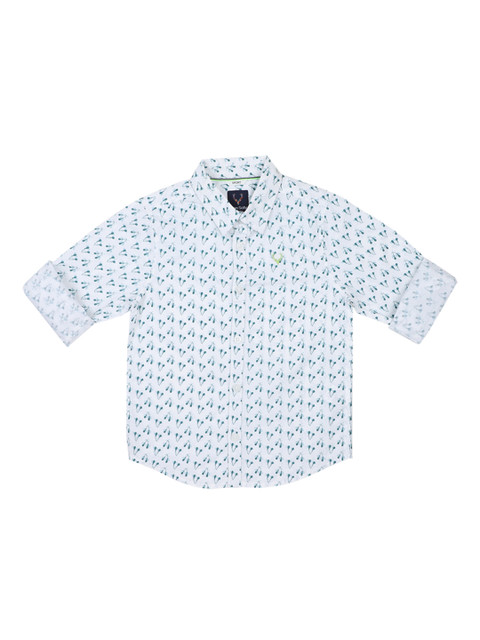 

Allen Solly Junior Boys White & Green Regular Fit Printed Casual Shirt