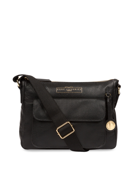 

PURE LUXURIES LONDON Women Black Solid Genuine Leather Tindall Sling Bag