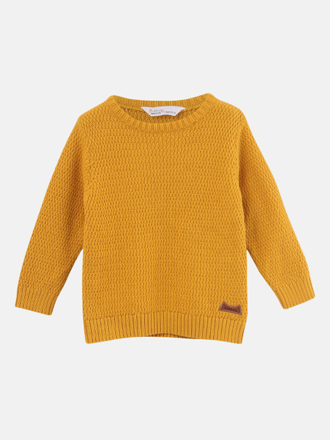

Beebay Boys Yellow Self Design Knitted Pullover Sweater