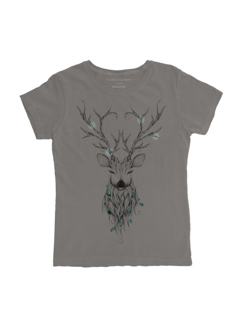 

THREADCURRY Girls Grey Printed Round Neck T-shirt