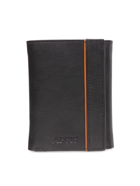 

Apsis Men Black Solid Three Fold Wallet