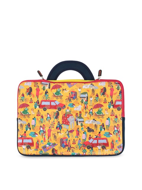 

Chumbak Unisex Yellow & Red Printed Laptop Sleeve