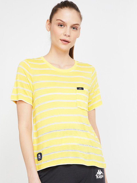 

Kappa Women Yellow Striped Top