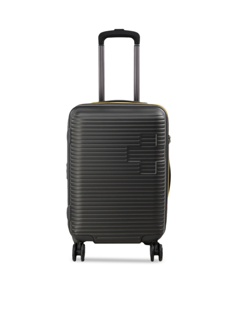 Swiss Military Unisex Grey Solid Textured Cabin Size Trolley Bag