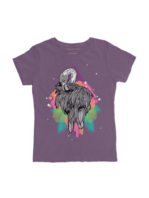 

THREADCURRY Girls Purple Printed Round Neck T-shirt