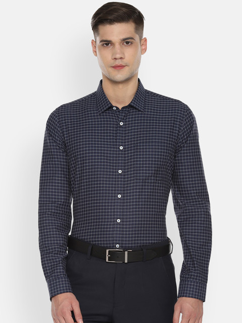 

Van Heusen Men Navy Blue Slim Fit Checked Formal Shirt
