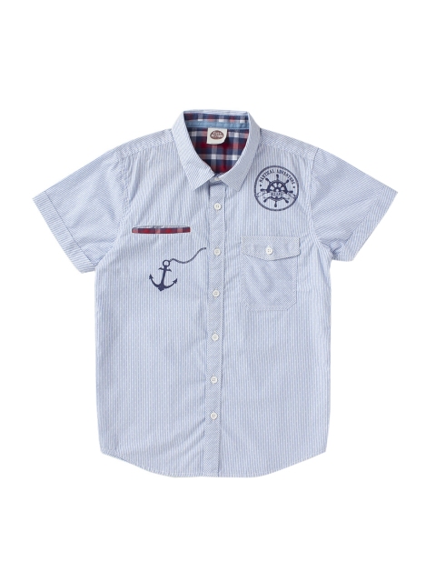 

Cub McPaws Boys Blue Comfort Regular Fit Striped Casual Shirt