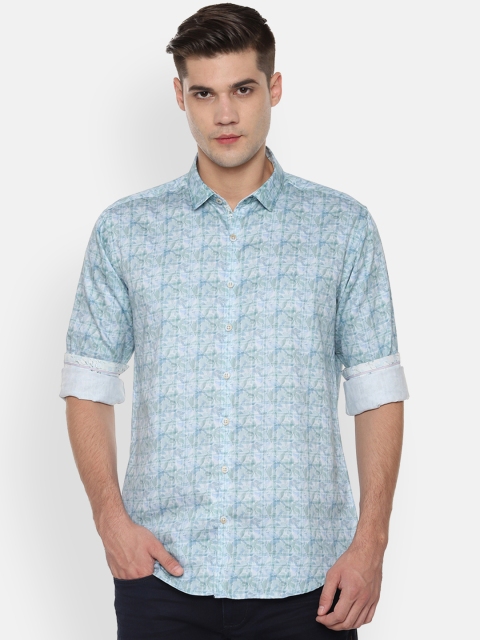 

V Dot Men Blue Slim Fit Printed Casual Shirt