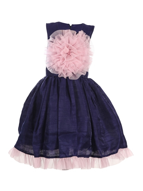 

Samsara Couture Girls Navy Blue Colourblocked Fit and Flare Dress