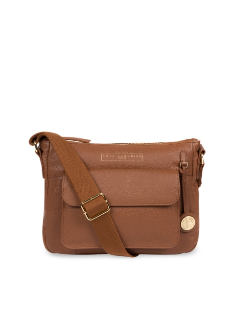 

PURE LUXURIES LONDON Women Tan Brown Solid Genuine Leather Tindall Sling Bag